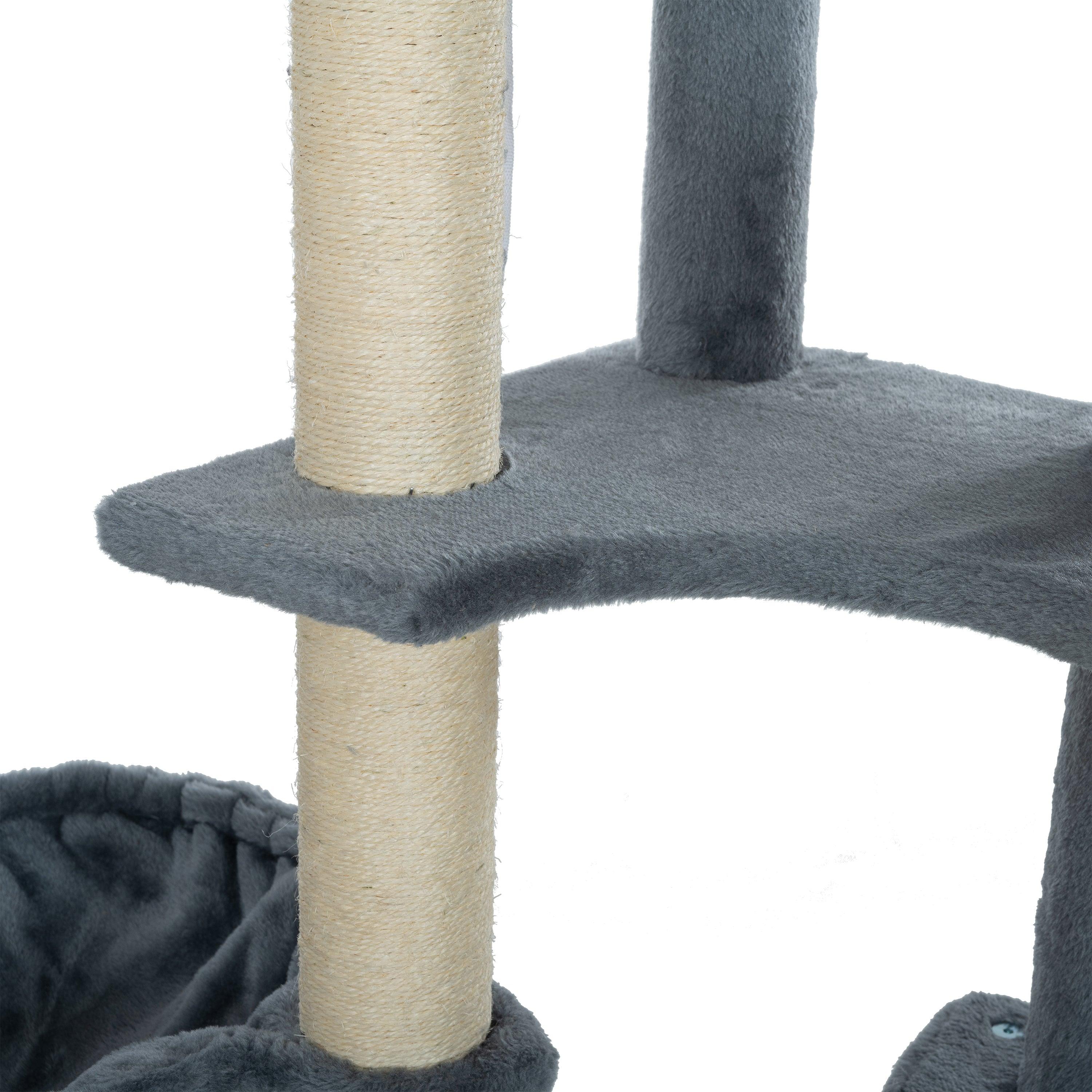 Cat Tree, 105-Inch Cat Tower for Indoor Cats, Plush Multi-Level Cat Condo with 3 Perches, 2 Caves, Cozy Basket and Scratching Board, Gray LamCham