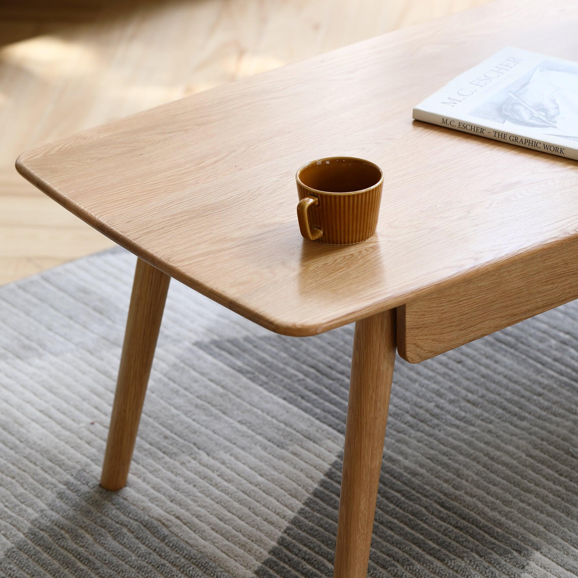 Center table Low Table 100% solid wood Top plate Desk Coffee table Natural wood with storage shelf Natural writing desk LamCham