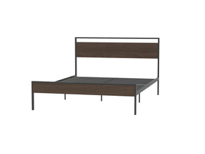 Ceres Metal Bed, Black with Walnut Wood Headboard & Footboard, Queen LamCham