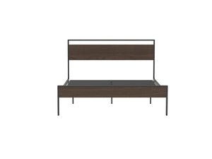 Ceres Metal Bed, Black with Walnut Wood Headboard & Footboard, Queen LamCham