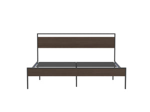 Ceres Metal Bed, Black with Walnut wood Headboard & Footboard, King LamCham