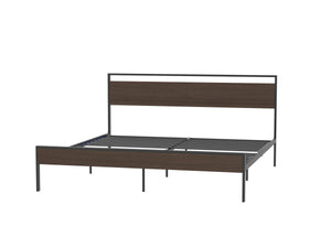 Ceres Metal Bed, Black with Walnut wood Headboard & Footboard, King LamCham