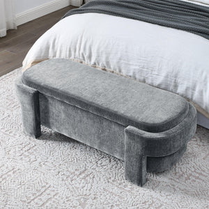 Chenille Upholstered Bench with Large Storage Space for the Living Room, Entryway and Bedroom, Grey,( 51.5''x20.5''x17'' ) LamCham