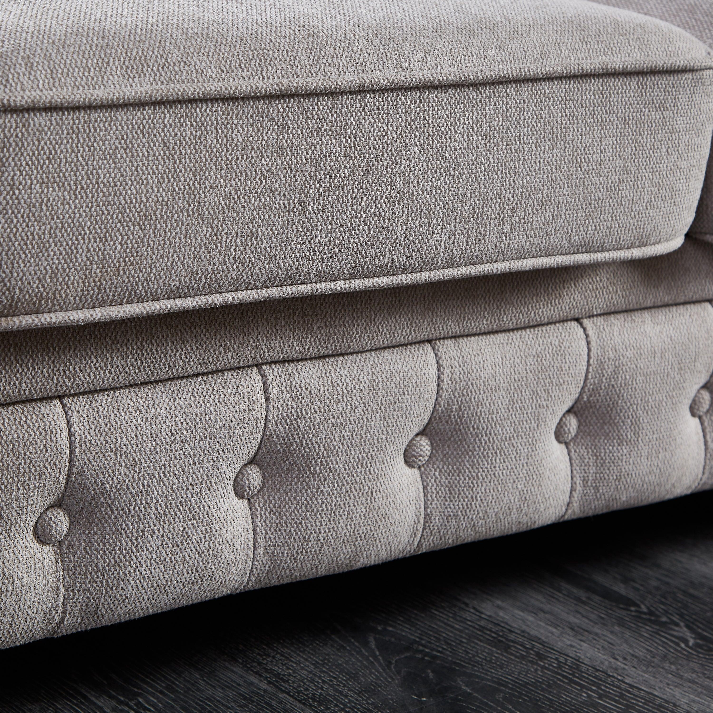 Chesterfield sofa in linen fabric (Light Grey) LamCham