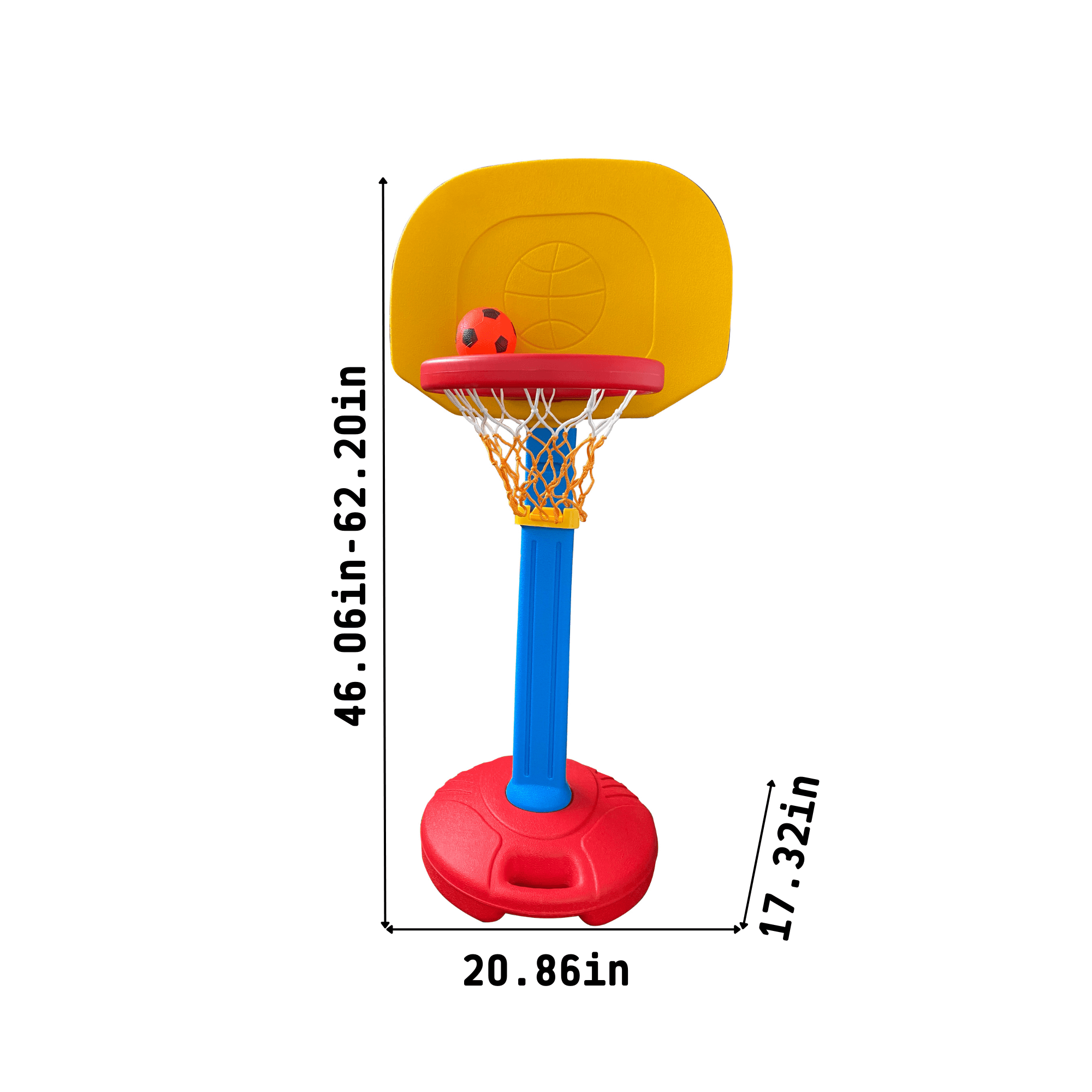 Children'S Outdoor Indoor Basketball Frame Toy Sports Red Yellow And Blue Adjustable Height LamCham
