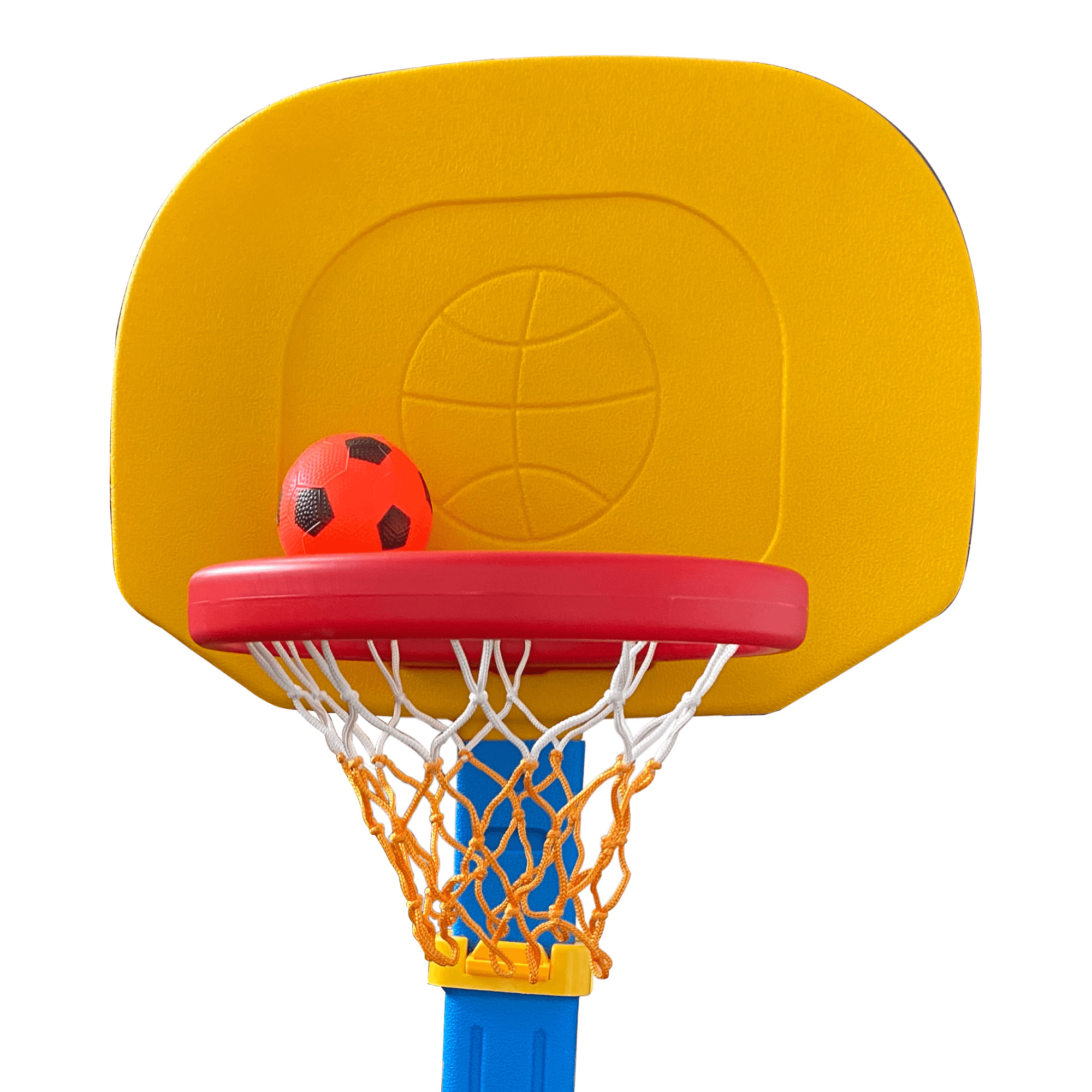 Children'S Outdoor Indoor Basketball Frame Toy Sports Red Yellow And Blue Adjustable Height LamCham