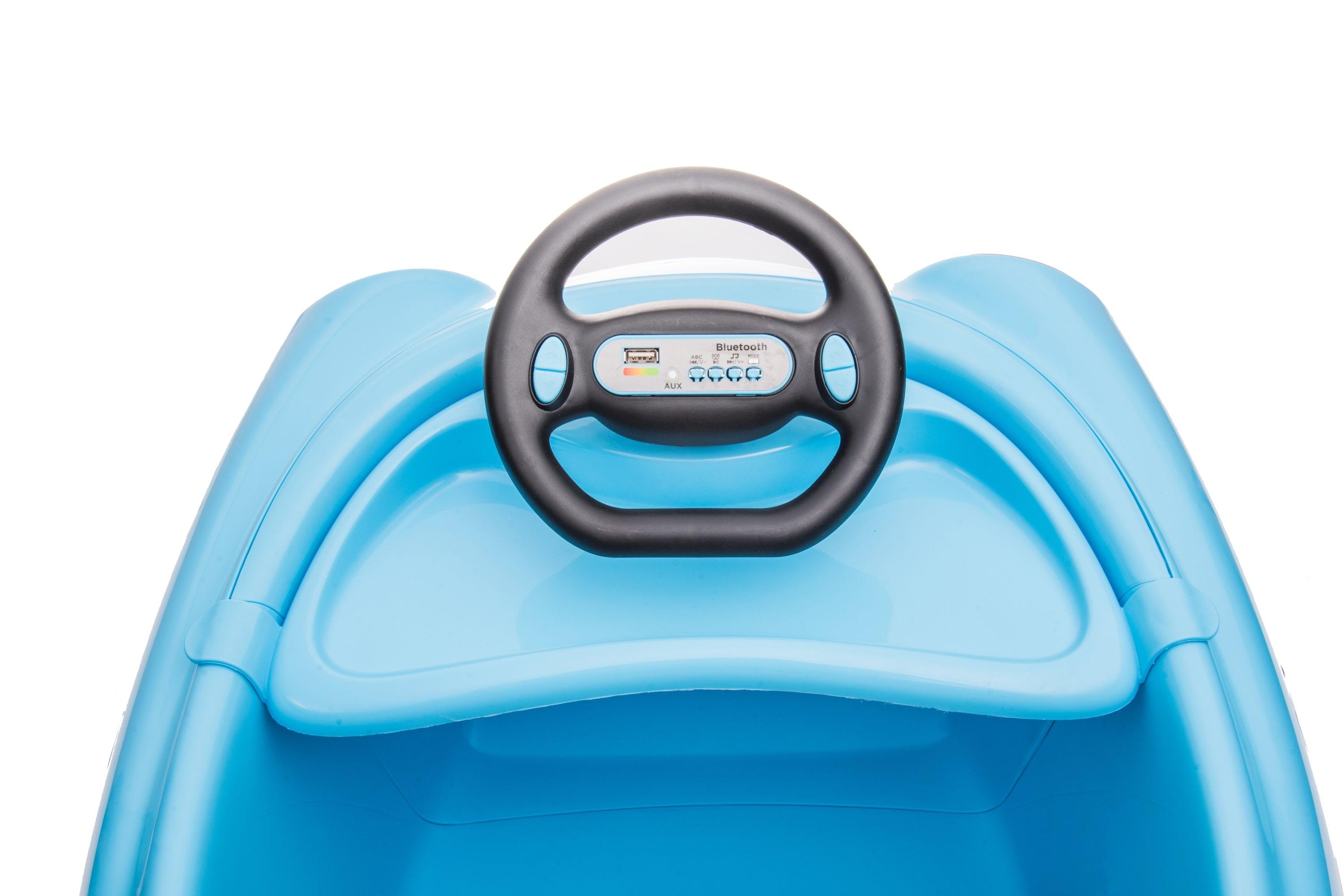 Children's Electric Bumper Car for Kids, 12v Dual Drive 1-6 Years Old with Pushrod Dinner Plate USB BT Music LamCham