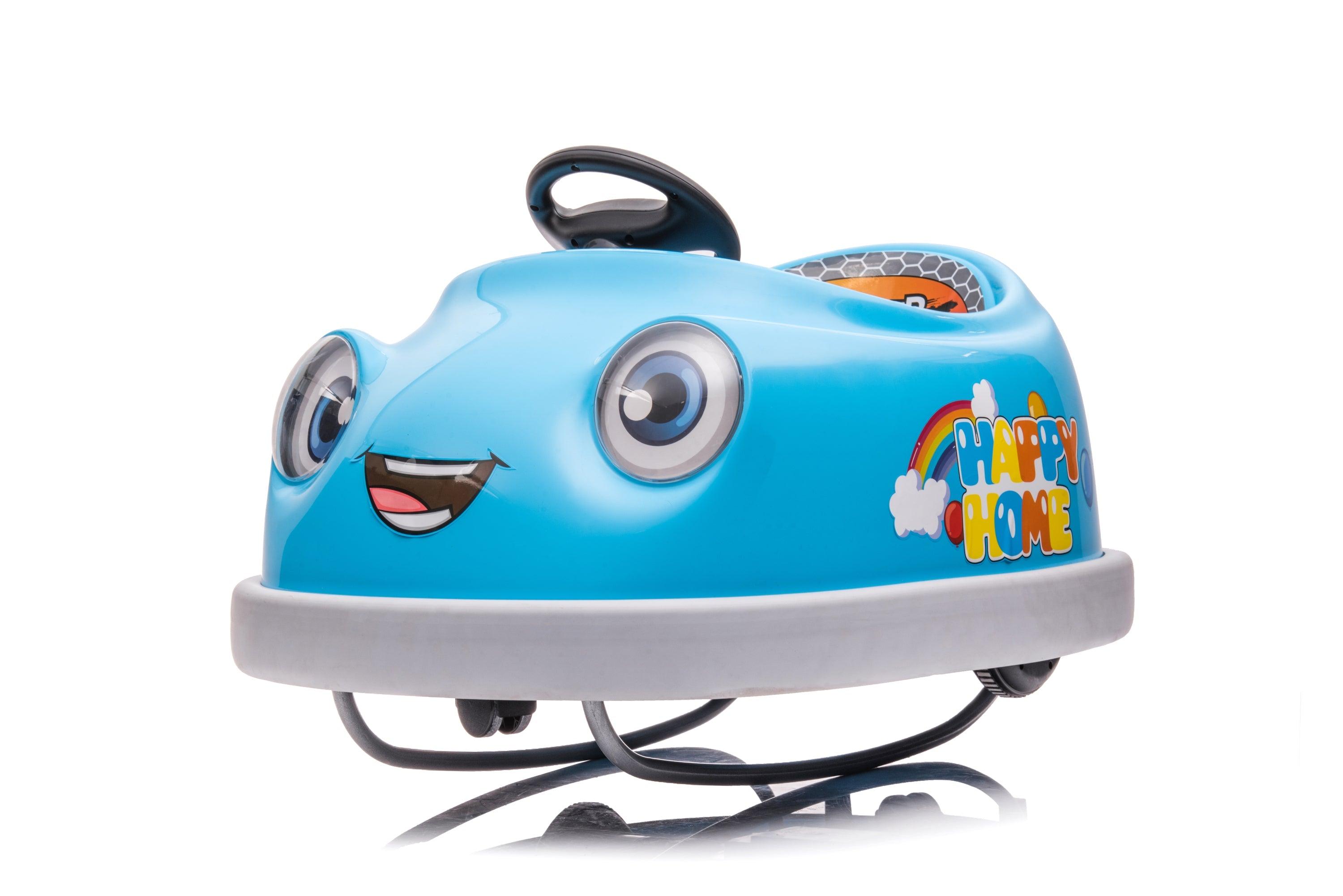 Children's Electric Bumper Car for Kids, 12v Dual Drive 1-6 Years Old with Pushrod Dinner Plate USB BT Music LamCham