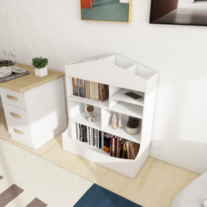 Children's Multi-Functional 7 Shelf Bookcase, Storage Display, Rack, Organizer, White LamCham