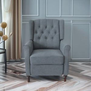 Classic Dark Gray Waterproof Fabric Living Room Pull Button Sofa, High Back Manual Recliner Chair LamCham