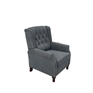Classic Dark Gray Waterproof Fabric Living Room Pull Button Sofa, High Back Manual Recliner Chair LamCham