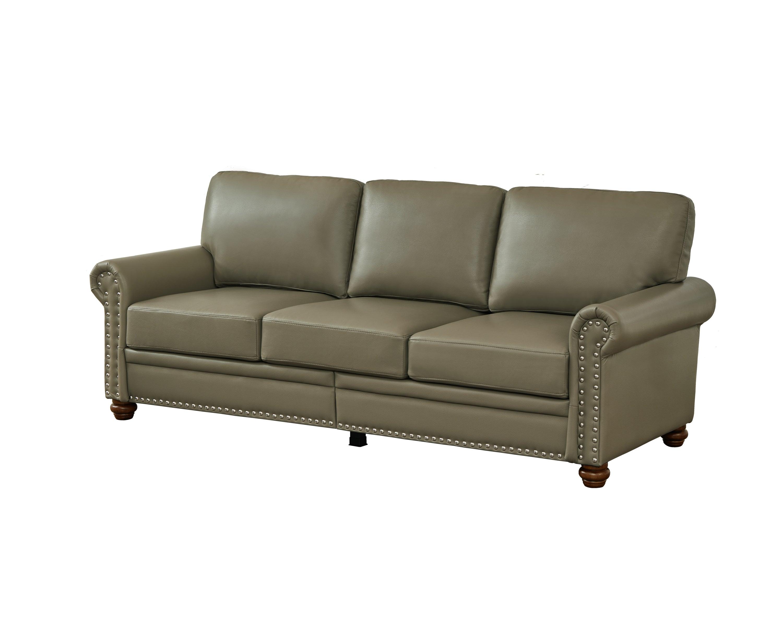 Classic Living Room Nails Sofa Grey Faux Leather LamCham