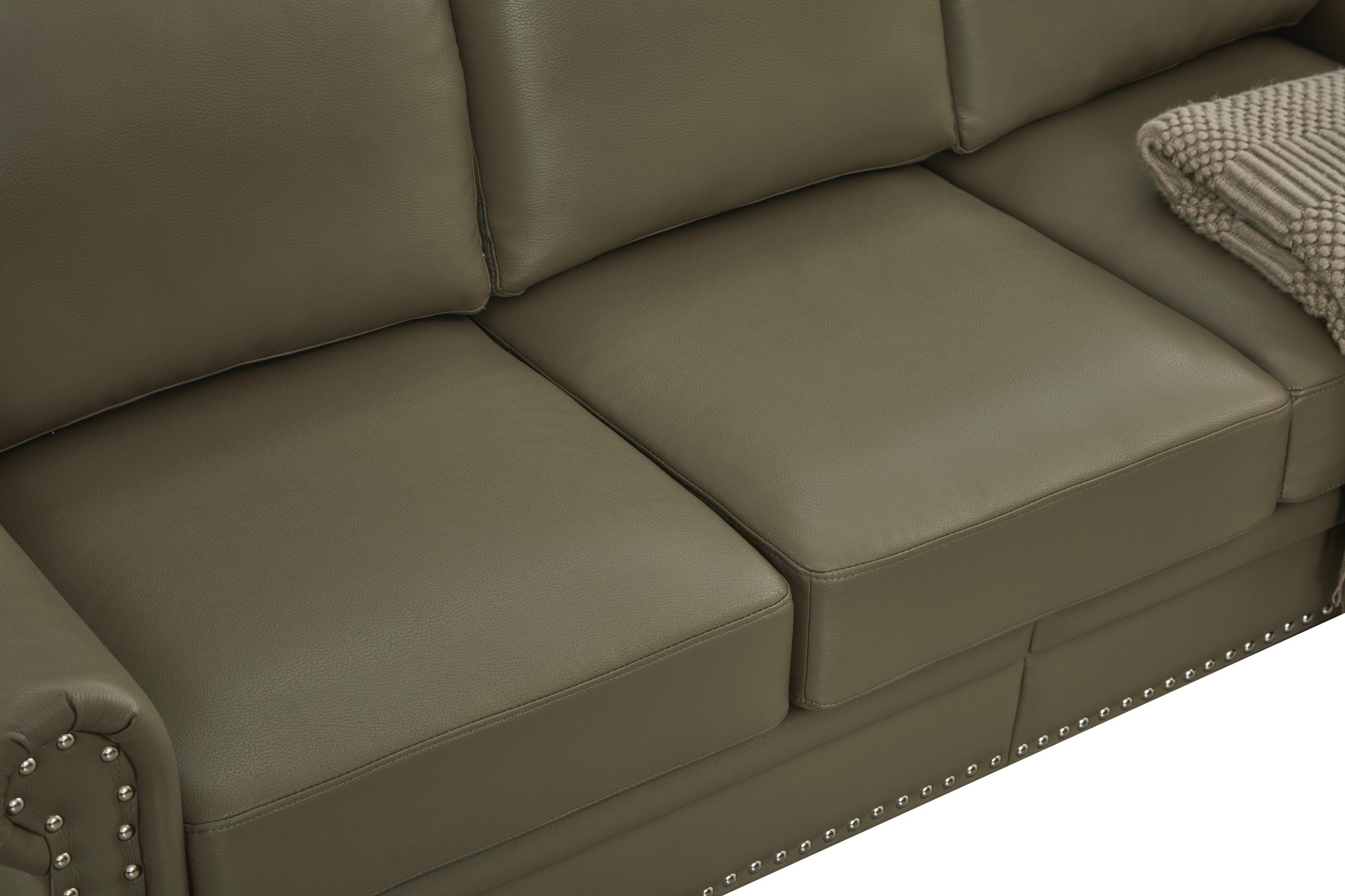 Classic Living Room Nails Sofa Grey Faux Leather LamCham