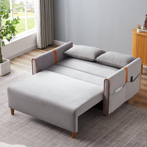 Convertible Comfortable Sleeper Velvet Sofa Couch with Storage for for Living Room Bedroom Sofa bed, Gray LamCham