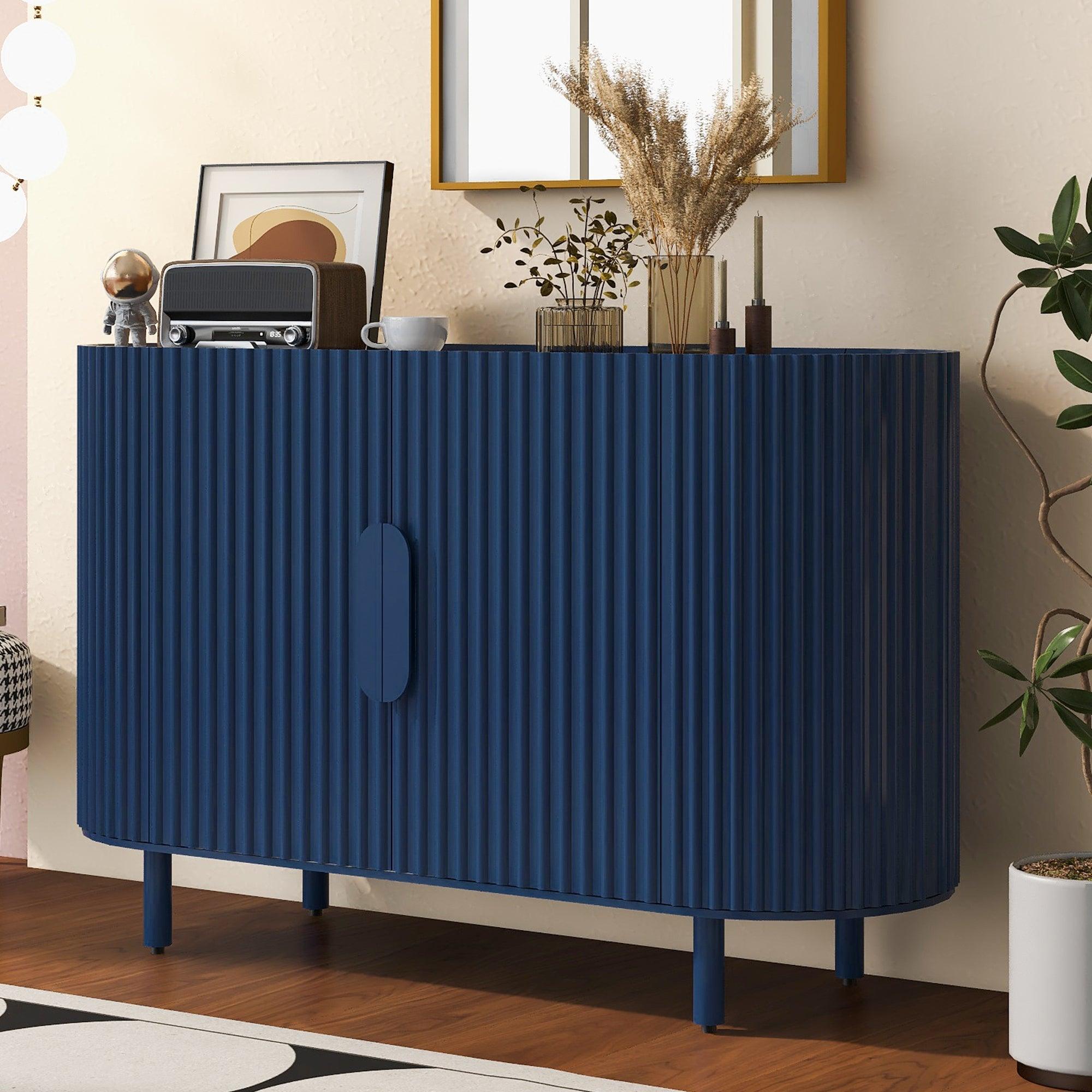Curved Design Light Luxury Sideboard with Adjustable Shelves, Suitable for Living Room, Study and Entrance LamCham