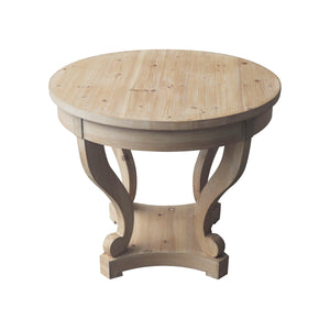 Curved Legs Farmhouse Style Small Size Round Dining Table End Table Side Table Coffee Table for Dinette, Kitchen, Dining Room or Living Room, Natural Wood Grain Distressed LamCham