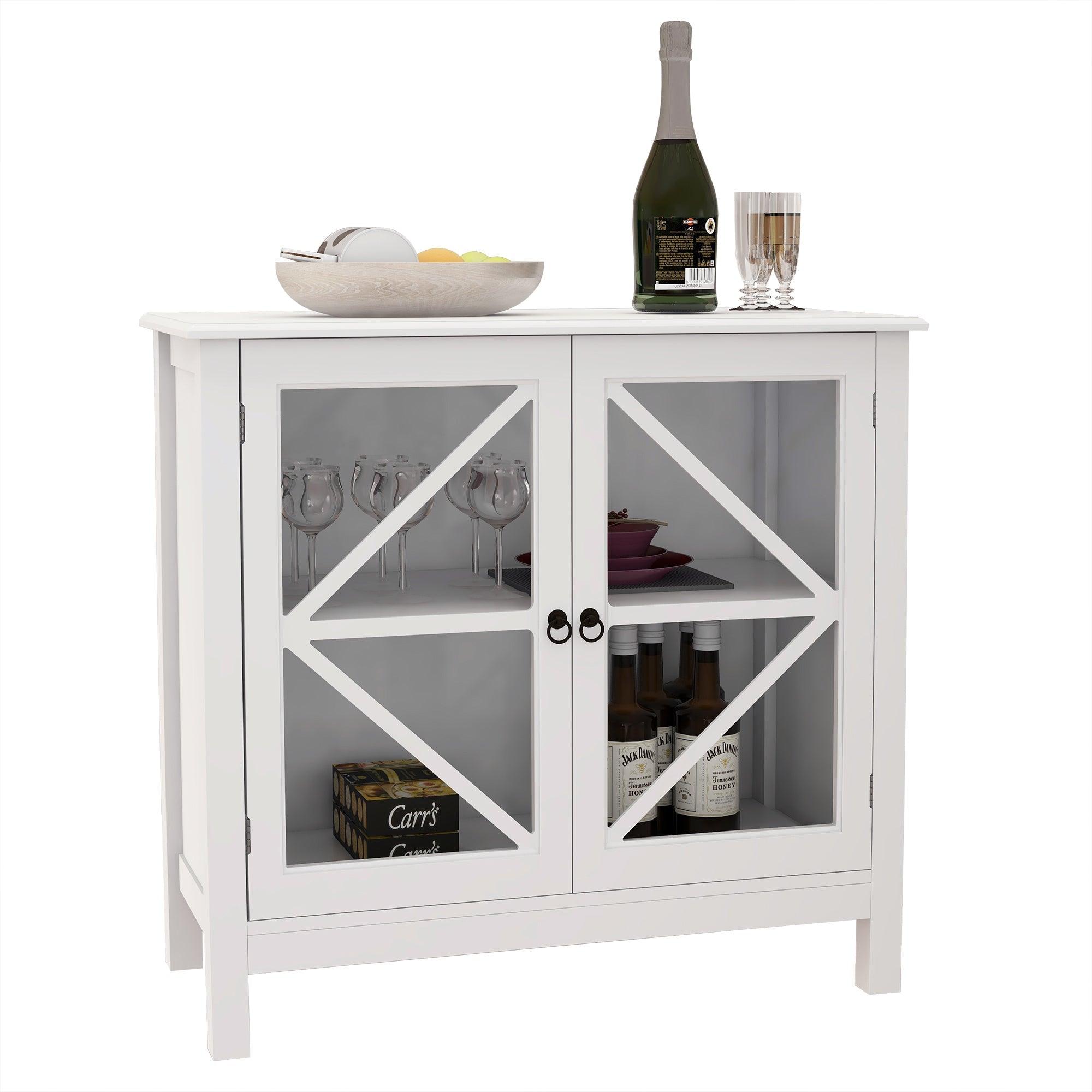 DEPLENO Kitchen Sideboard Buffet Cabinet with Double Glass Doors LamCham