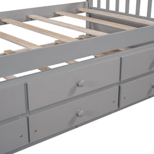 Daybed With Trundle And Drawers, Twin Size, Gray LamCham