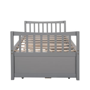 Daybed With Trundle And Drawers, Twin Size, Gray LamCham