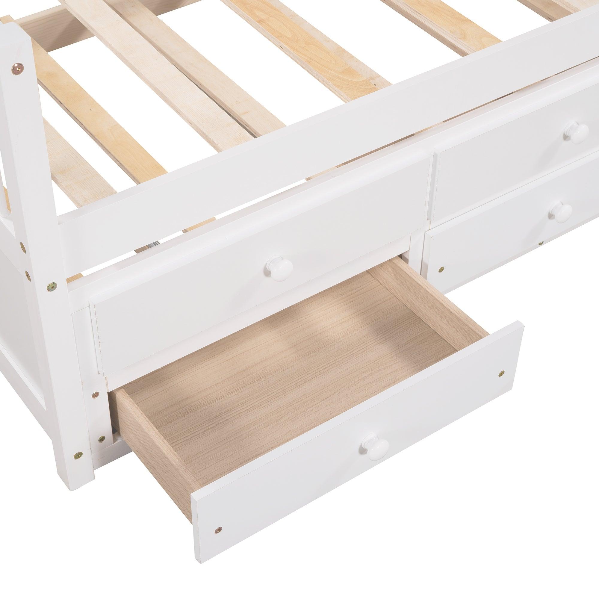 Daybed With Trundle And Drawers, Twin Size, White LamCham