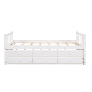 Daybed With Trundle And Drawers, Twin Size, White LamCham