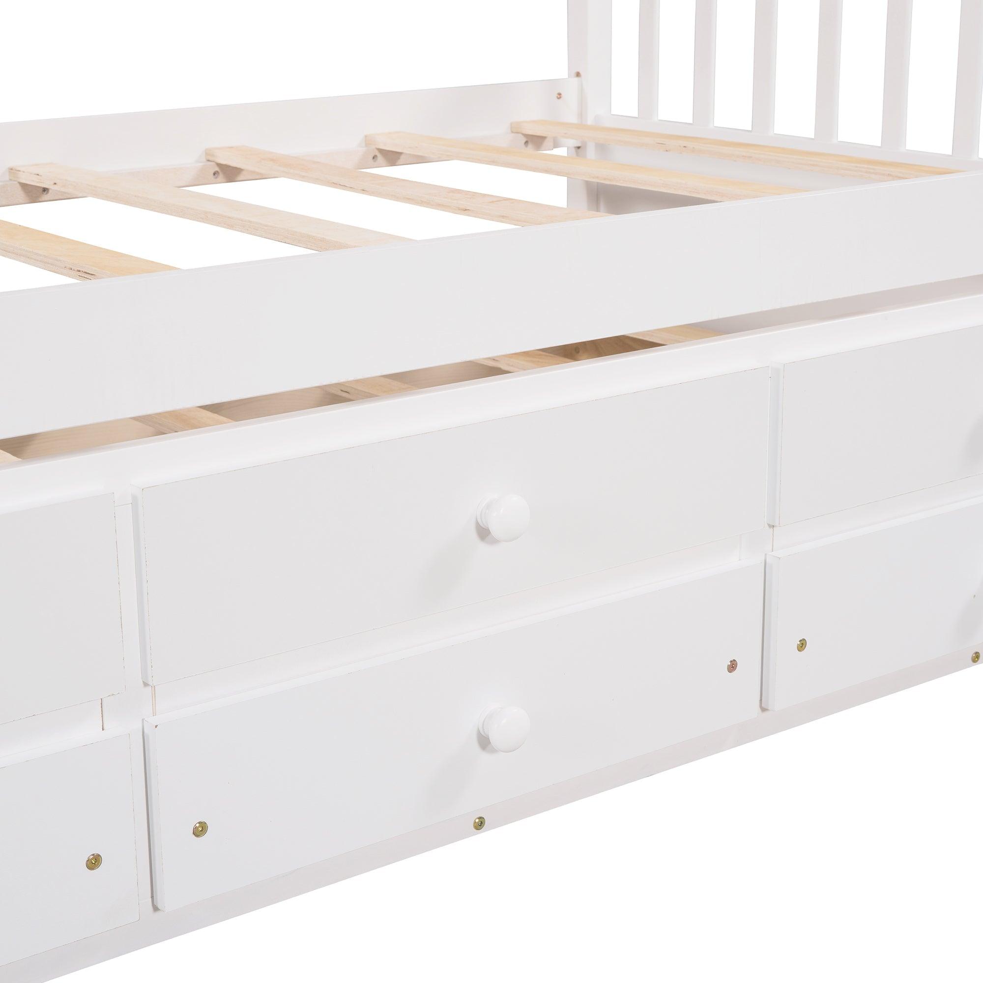 Daybed With Trundle And Drawers, Twin Size, White LamCham