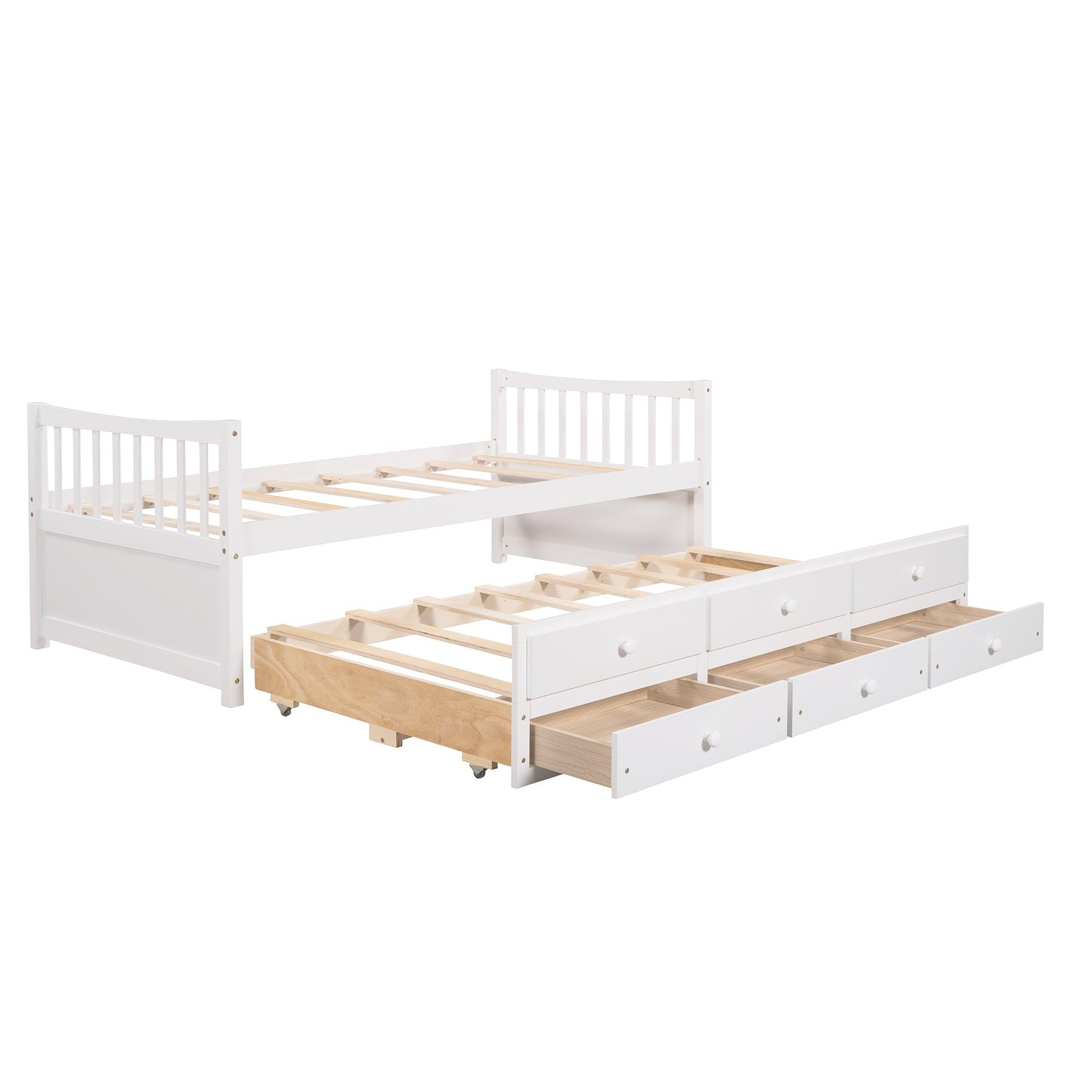 Daybed With Trundle And Drawers, Twin Size, White LamCham