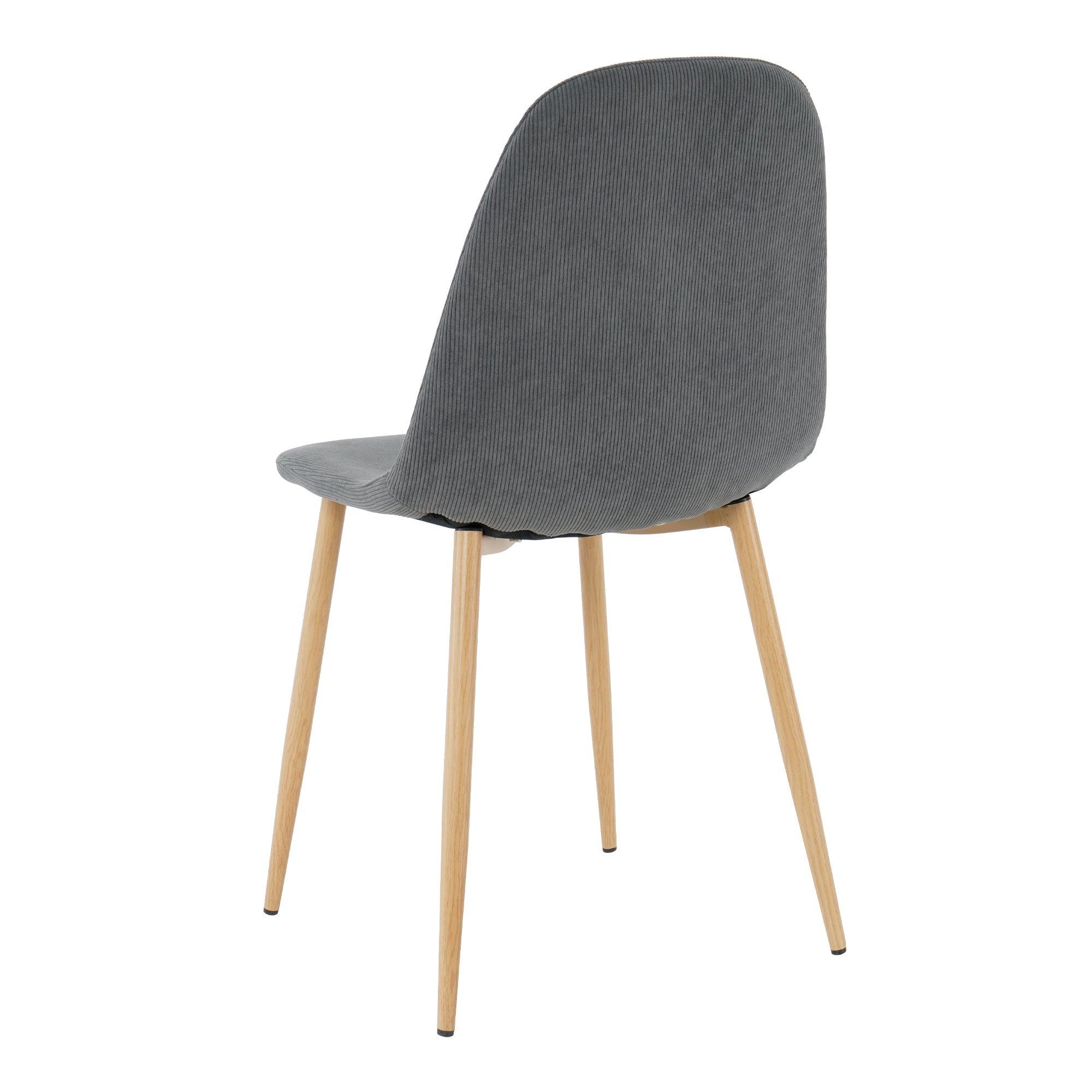 Deep Grey Modern Fabric Chairs With Wood-Transfer Metal Leg Set Of 4 LamCham