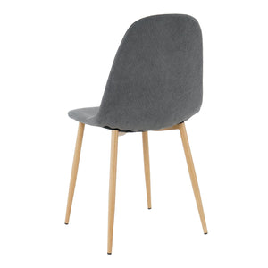 Deep Grey Modern Fabric Chairs With Wood-Transfer Metal Leg Set Of 4 LamCham