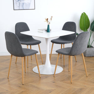 Deep Grey Modern Fabric Chairs With Wood-Transfer Metal Leg Set Of 4 LamCham