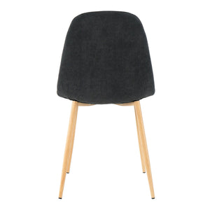 Deep Grey Modern Fabric Chairs With Wood-Transfer Metal Leg Set Of 4 LamCham