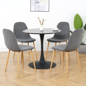 Deep Grey Modern Fabric Chairs With Wood-Transfer Metal Leg Set Of 4 LamCham