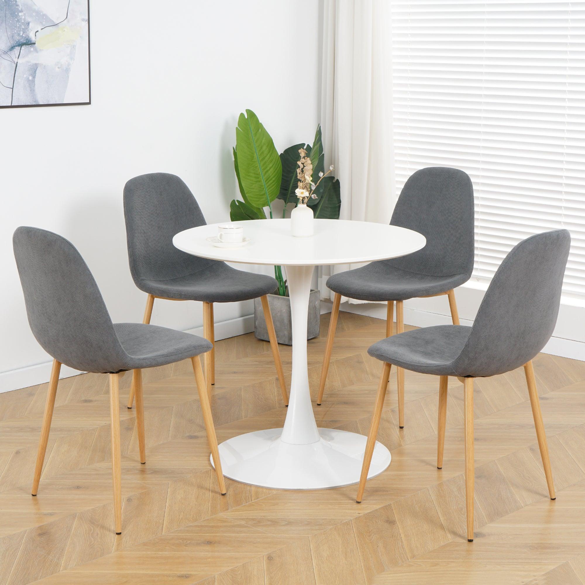 Deep Grey Modern Fabric Chairs With Wood-Transfer Metal Leg Set Of 4 LamCham