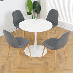 Deep Grey Modern Fabric Chairs With Wood-Transfer Metal Leg Set Of 4 LamCham