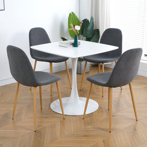 Deep Grey Modern Fabric Chairs With Wood-Transfer Metal Leg Set Of 4 LamCham