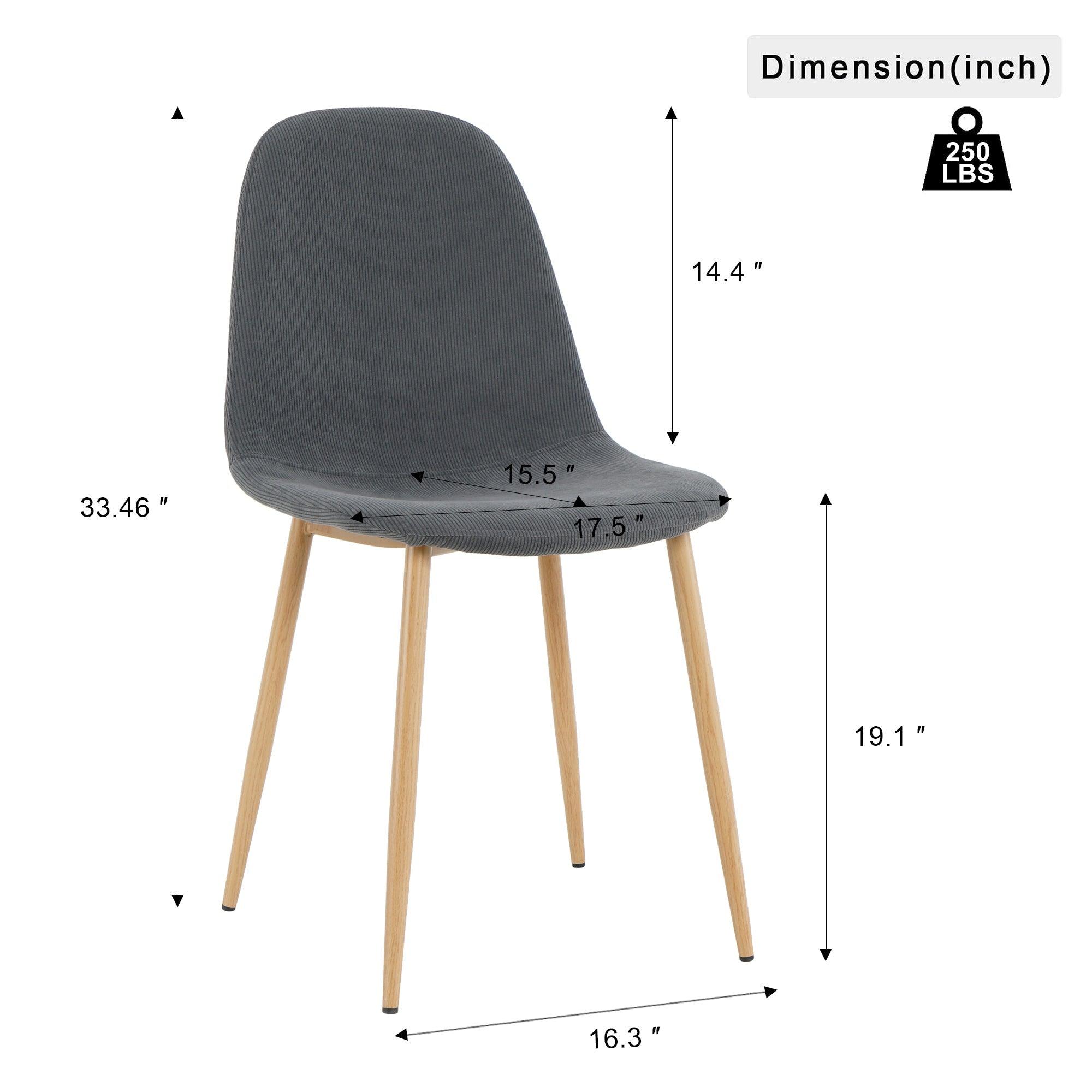 Deep Grey Modern Fabric Chairs With Wood-Transfer Metal Leg Set Of 4 LamCham