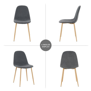 Deep Grey Modern Fabric Chairs With Wood-Transfer Metal Leg Set Of 4 LamCham