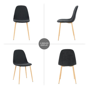 Deep Grey Modern Fabric Chairs With Wood-Transfer Metal Leg Set Of 4 LamCham