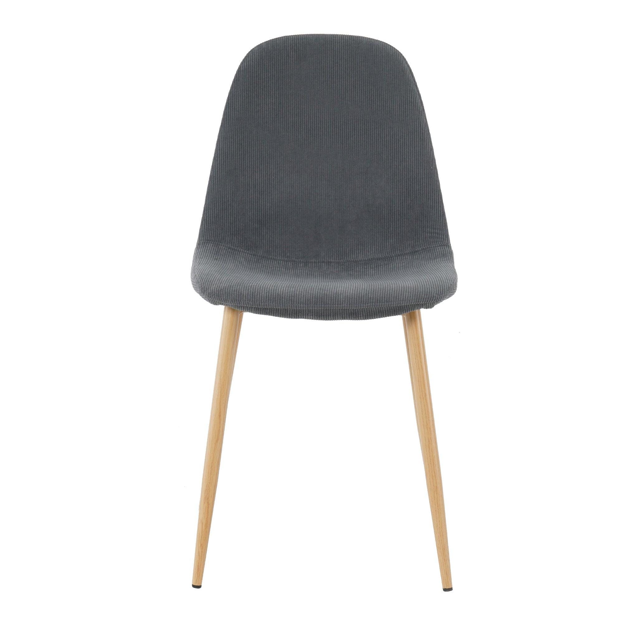 Deep Grey Modern Fabric Chairs With Wood-Transfer Metal Leg Set Of 4 LamCham