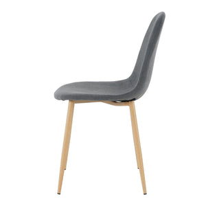 Deep Grey Modern Fabric Chairs With Wood-Transfer Metal Leg Set Of 4 LamCham