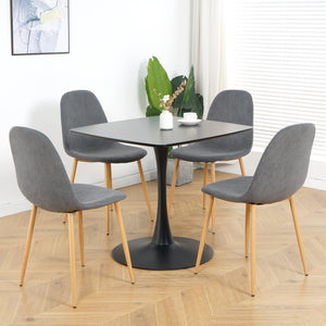 Deep Grey Modern Fabric Chairs With Wood-Transfer Metal Leg Set Of 4 LamCham