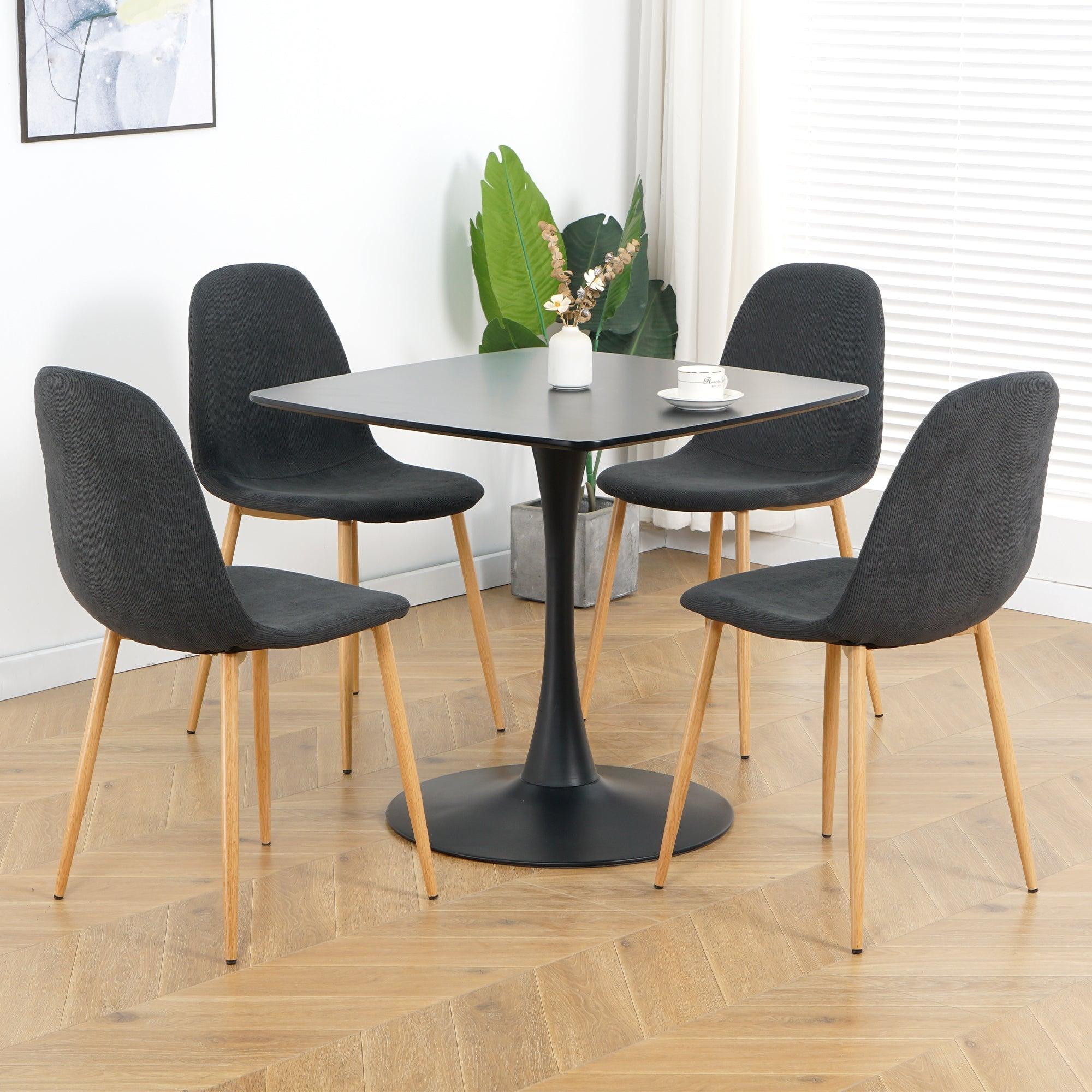 Deep Grey Modern Fabric Chairs With Wood-Transfer Metal Leg Set Of 4 LamCham