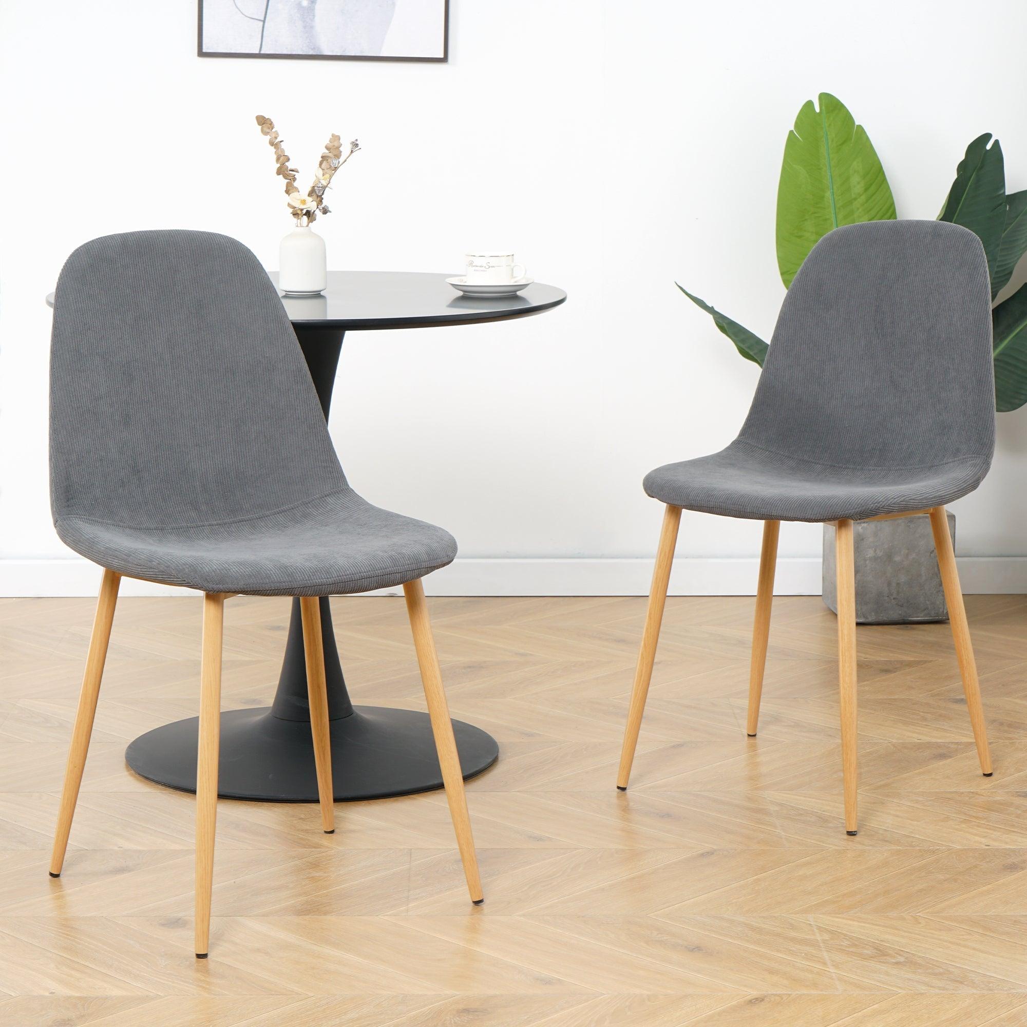 Deep Grey Modern Fabric Chairs With Wood-Transfer Metal Leg Set Of 4 LamCham