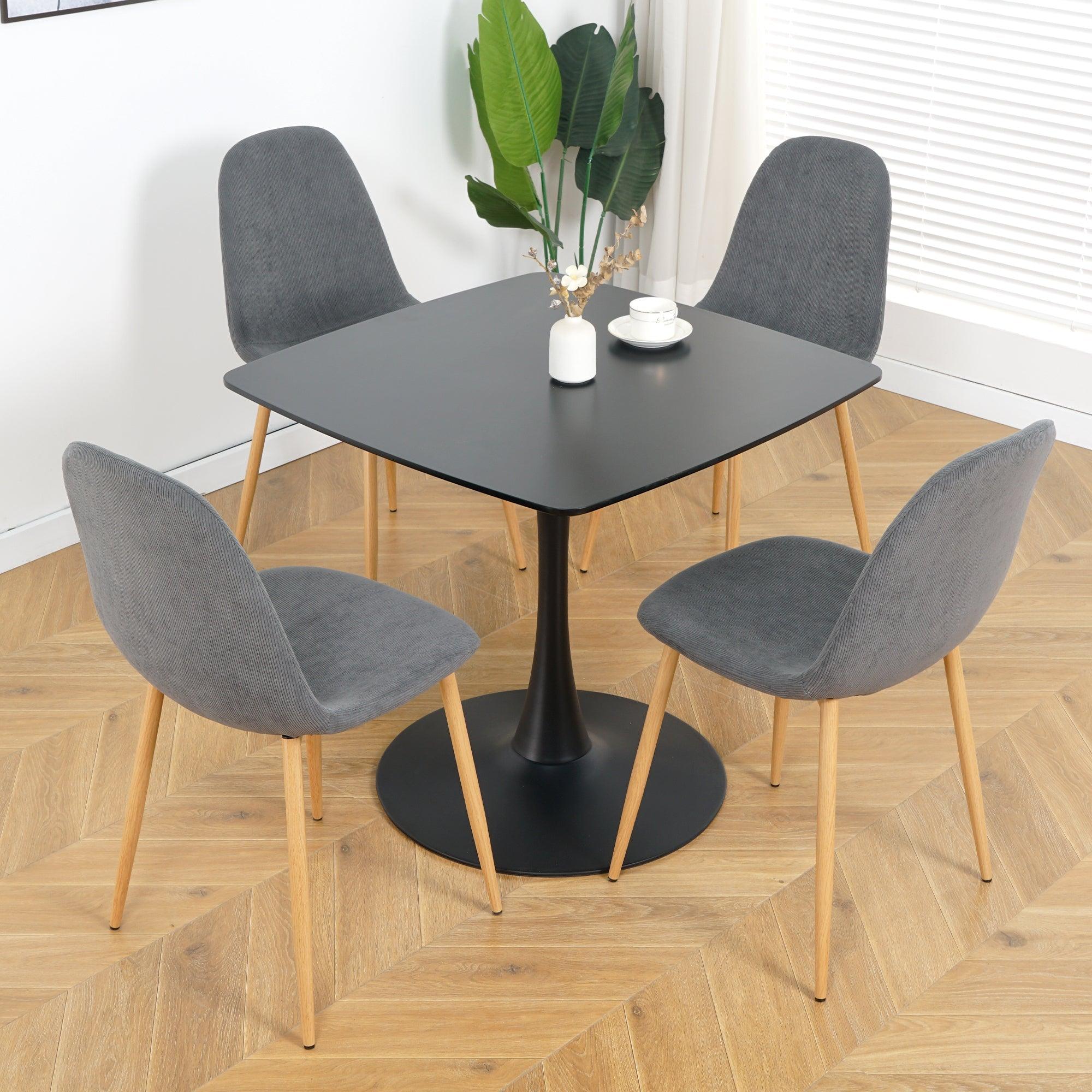 Deep Grey Modern Fabric Chairs With Wood-Transfer Metal Leg Set Of 4 LamCham