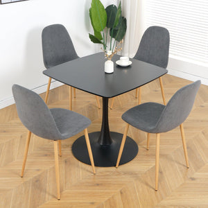 Deep Grey Modern Fabric Chairs With Wood-Transfer Metal Leg Set Of 4 LamCham