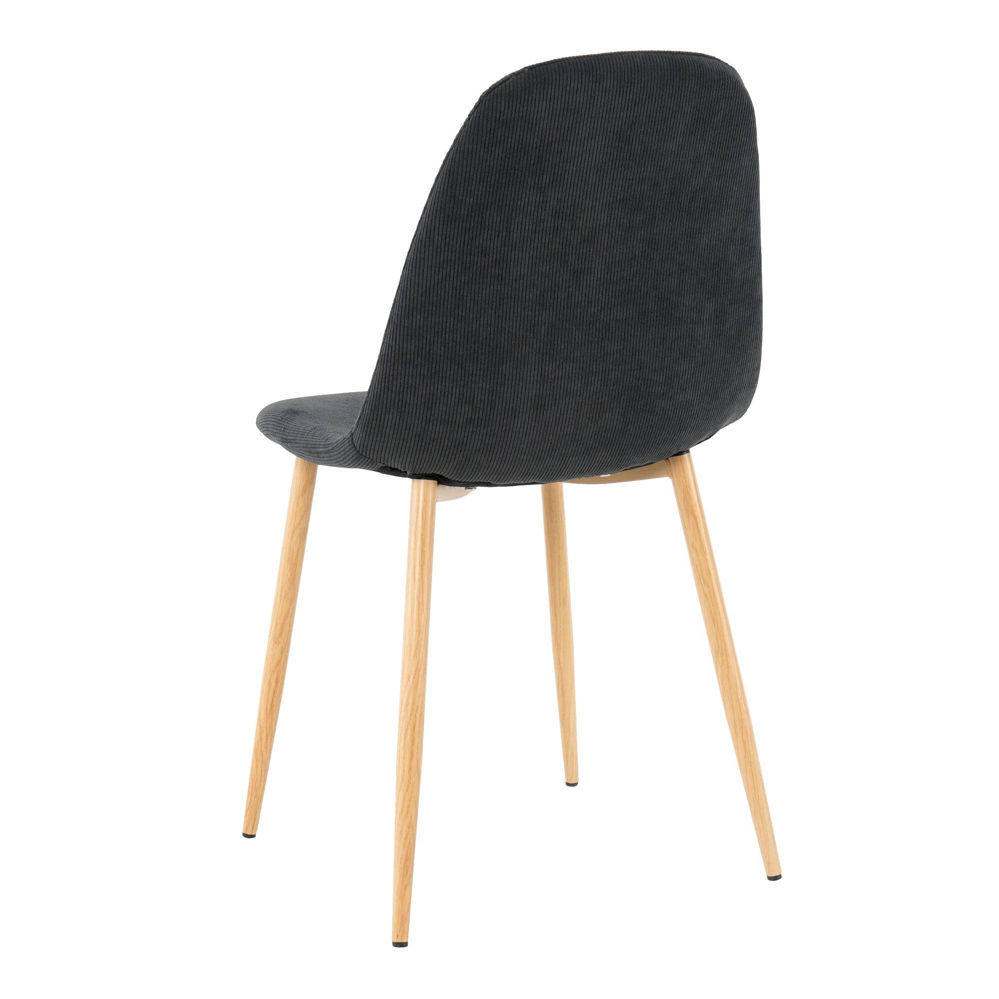 Deep Grey Modern Fabric Chairs With Wood-Transfer Metal Leg Set Of 4 LamCham