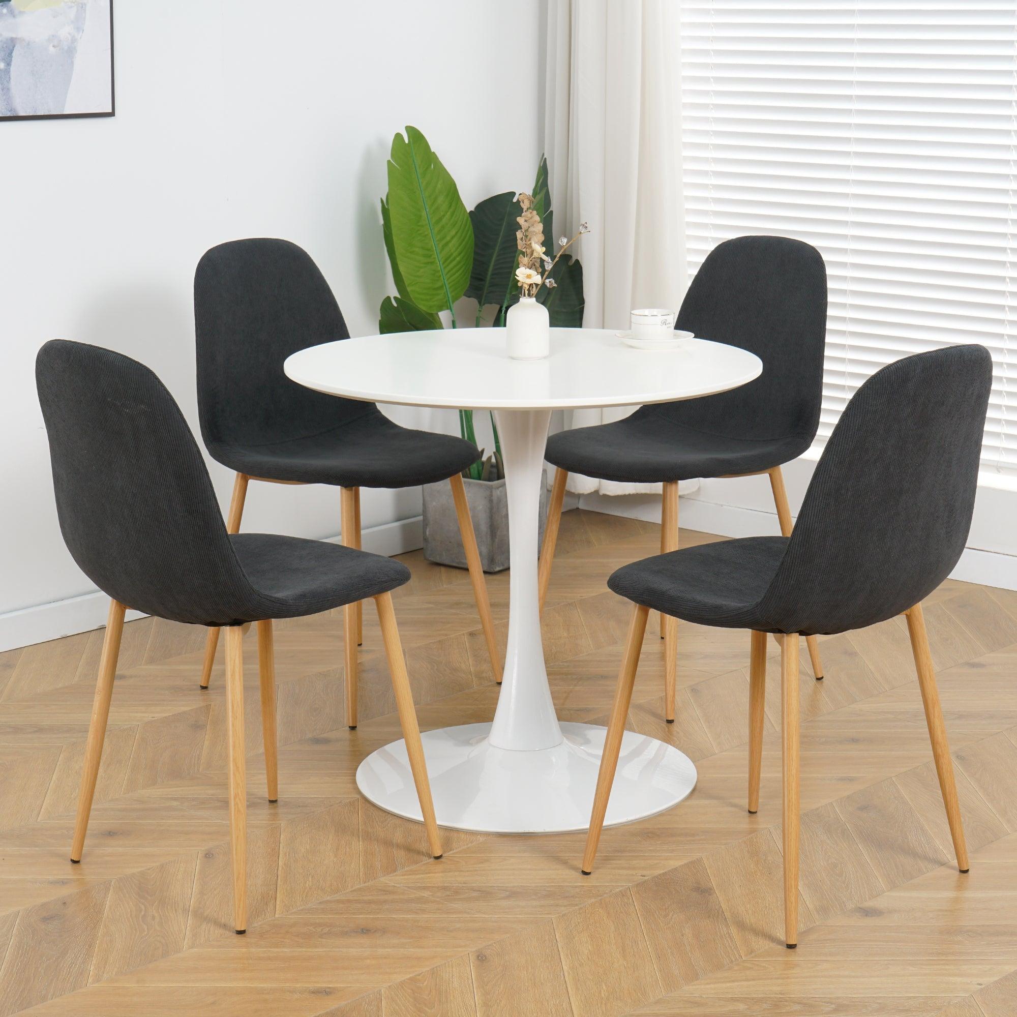 Deep Grey Modern Fabric Chairs With Wood-Transfer Metal Leg Set Of 4 LamCham