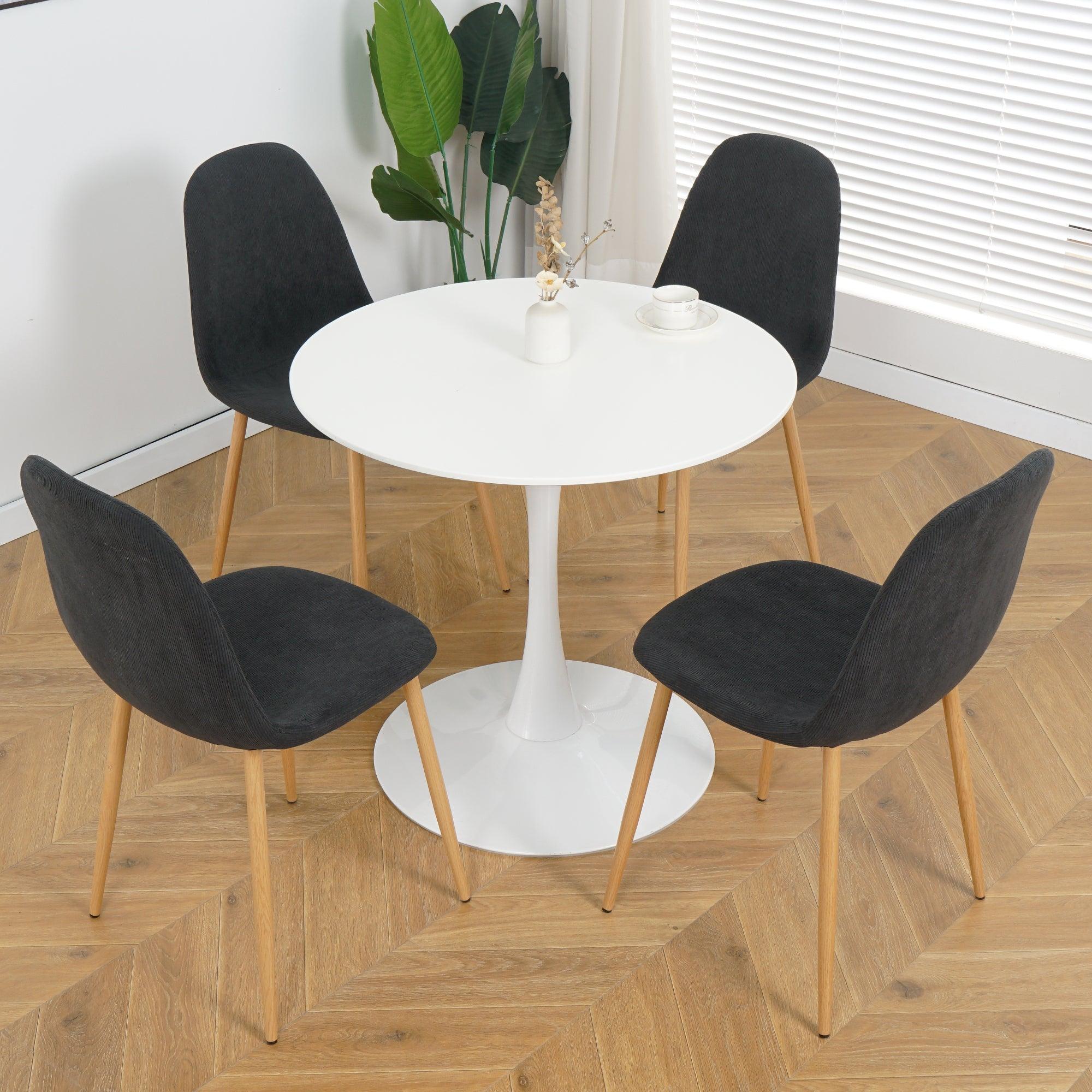 Deep Grey Modern Fabric Chairs With Wood-Transfer Metal Leg Set Of 4 LamCham