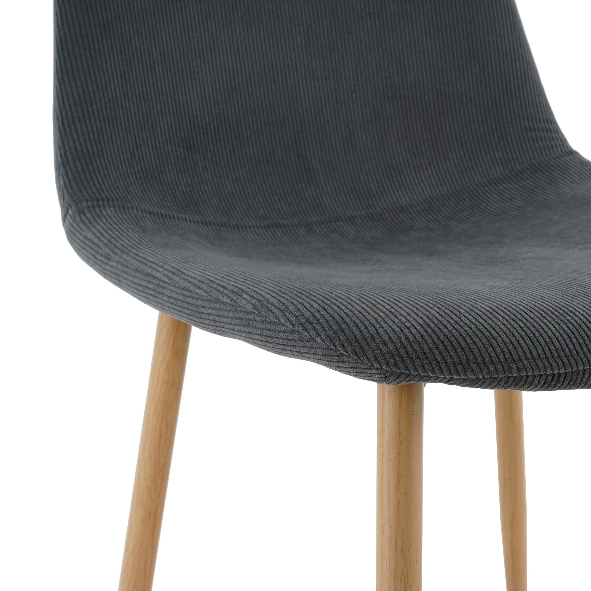 Deep Grey Modern Fabric Chairs With Wood-Transfer Metal Leg Set Of 4 LamCham