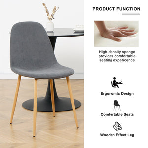 Deep Grey Modern Fabric Chairs With Wood-Transfer Metal Leg Set Of 4 LamCham